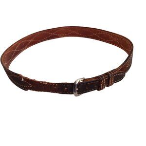 38 Vintage Hereford Brown Leather Western Cowboy Belt Distressed 1970's USA